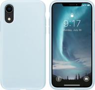 ouxul iphone xr case - slim liquid silicone phone case cover for 6.1 inch iphone xr, shockproof design with soft microfiber lining - blue grey logo