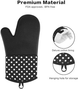 img 1 attached to 🧤 OVAWA Extra Long Silicone Oven Mitts, Professional Heat Resistant Kitchen Oven Gloves, Baking Gloves, 1 Pair, Black