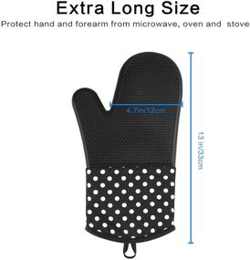 img 2 attached to 🧤 OVAWA Extra Long Silicone Oven Mitts, Professional Heat Resistant Kitchen Oven Gloves, Baking Gloves, 1 Pair, Black