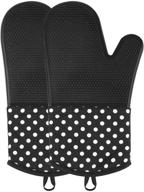 🧤 ovawa extra long silicone oven mitts, professional heat resistant kitchen oven gloves, baking gloves, 1 pair, black logo