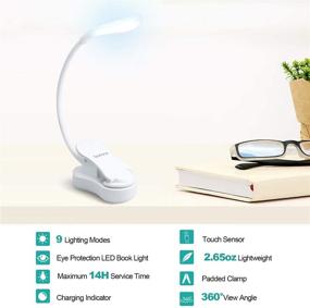 img 2 attached to Explore TaoHorse Rechargeable Book Light: 7 LED Reading Lights for Bedtime Reading, Touch Control Dimmable Clip on Light, 9 Brightness Levels - 3 Colors Changing, Ideal for Bookworms & Kids