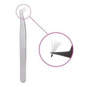 img 4 attached to Easy Fan Volume Lashes Curved Point Precision Tweezers - 🛠️ Stainless Steel Anti Static Lash Extension Tool Set with Leather Pack