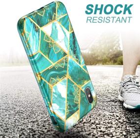 img 1 attached to 📱 Premium SURITCH Green Marble Case for iPhone Xs Max: Full Body Protection with Built-in Screen Protector, Dual Layer Shockproof Bumper, Mandala Floral Design - 6.5 inches