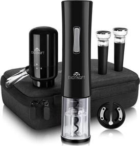 img 4 attached to 🍷 EXCITINGIFT Wine Gift Set - Electric Wine Bottle Opener, Electric Aerator & Pourer, Reusable Vacuum Stopper, Foil Cutter - EVA Storage Bag Included - Automatic (Black 02)