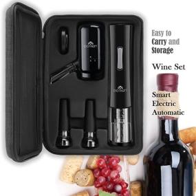 img 3 attached to 🍷 EXCITINGIFT Wine Gift Set - Electric Wine Bottle Opener, Electric Aerator & Pourer, Reusable Vacuum Stopper, Foil Cutter - EVA Storage Bag Included - Automatic (Black 02)