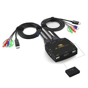 img 4 attached to 🔌 2 Port DisplayPort Cable KVM Switch with Audio Microphone Support for Wireless Keyboard Mouse - Up to 4096x2160@60Hz 4:4:4 Resolution