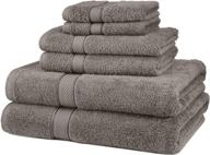 🛁 premium quality grey egyptian cotton bath towel set: pinzon 6 piece by amazon brand logo