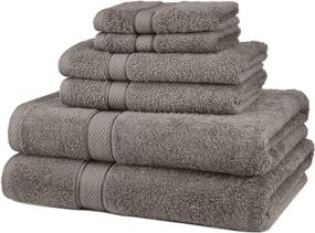 img 4 attached to 🛁 Premium Quality Grey Egyptian Cotton Bath Towel Set: Pinzon 6 Piece by Amazon Brand