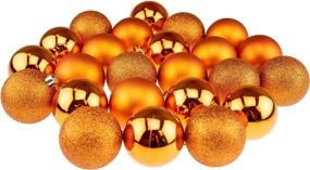 img 2 attached to 🎄 Clever Creations Large 60mm Orange Shatterproof Christmas Tree Ornaments Variety Pack - 24 Piece Set: Ideal for Festive Christmas Decorations