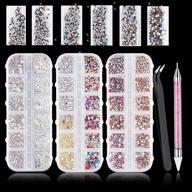 sparkling nail rhinestones with tweezer & wax dotting 💅 pen - perfect nail art supplies for stunning nail decoration logo