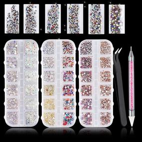 img 4 attached to Sparkling Nail Rhinestones with Tweezer & Wax Dotting 💅 Pen - Perfect Nail Art Supplies for Stunning Nail Decoration