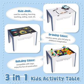 img 3 attached to 🎨 XCSOURCE 3-in-1 Kids Activity Table with Storage, Play Table with 4 Drawers, Wooden Desk for Drawing, Art, Eating, Reading, and Playroom