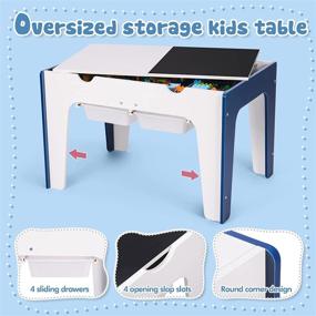 img 2 attached to 🎨 XCSOURCE 3-in-1 Kids Activity Table with Storage, Play Table with 4 Drawers, Wooden Desk for Drawing, Art, Eating, Reading, and Playroom