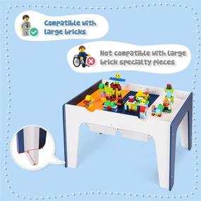 img 1 attached to 🎨 XCSOURCE 3-in-1 Kids Activity Table with Storage, Play Table with 4 Drawers, Wooden Desk for Drawing, Art, Eating, Reading, and Playroom