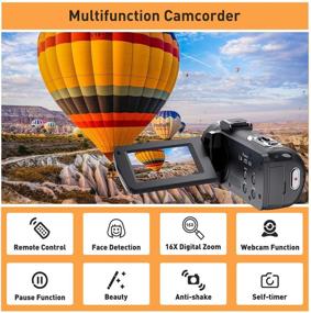 img 3 attached to 📹 FHD 1080P Camcorder for YouTube Vlogging: 24MP, 16X Zoom, 3" Rotatable LCD Recorder - Includes Microphone, Remote Control, 2 Batteries