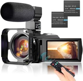 img 4 attached to 📹 FHD 1080P Camcorder for YouTube Vlogging: 24MP, 16X Zoom, 3" Rotatable LCD Recorder - Includes Microphone, Remote Control, 2 Batteries