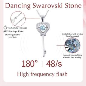 img 3 attached to 💖 XVX Beating Heart Key Necklace in 925 Sterling Silver with White Gold Plating, studded with Cubic Zirconia Dancing Birthstone Pendant, Perfect Forever Love Jewelry Gift for Women and Girls