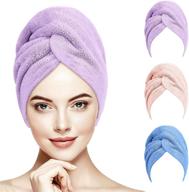 👩 microfiber hair towel wrap set - 3 pack, ckfpdd fast dry hair towel, anti-frizz and ultra absorbent for women, quick drying hair bath cap (pink/purple/blue) logo