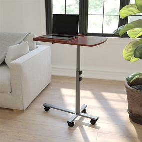 img 4 attached to 🍒 Универсальный стол для ноутбука на колесиках с регулируемым углом и высотой от Flash Furniture