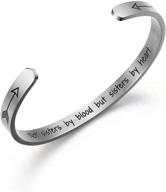 👭 not sisters by blood but sisters by heart: stainless steel friendship cuff bangle bracelet logo