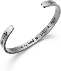 img 4 attached to 👭 Not Sisters by Blood But Sisters by Heart: Stainless Steel Friendship Cuff Bangle Bracelet