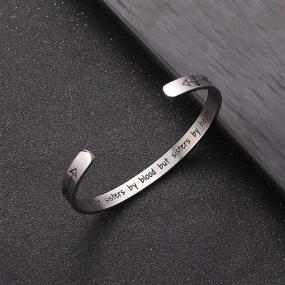 img 3 attached to 👭 Not Sisters by Blood But Sisters by Heart: Stainless Steel Friendship Cuff Bangle Bracelet