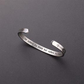 img 1 attached to 👭 Not Sisters by Blood But Sisters by Heart: Stainless Steel Friendship Cuff Bangle Bracelet