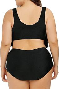 img 2 attached to 👙 Kisscynest Plus Size Swimwear: 2-Piece High Waisted Ruffle Bikini Swimsuit for Women