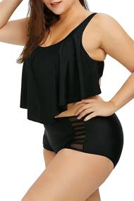 img 3 attached to 👙 Kisscynest Plus Size Swimwear: 2-Piece High Waisted Ruffle Bikini Swimsuit for Women