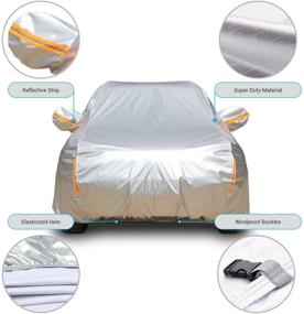 img 2 attached to 🚗 Tecoom Super Heavy Duty Multi-Layer SUV Car Cover | All-Weather & Waterproof | Windproof & Reflective | Snow, Sun, Rain & UV Protected | Outdoor | Buckles, Belt | Fits SUV Sizes of 180-195 inches