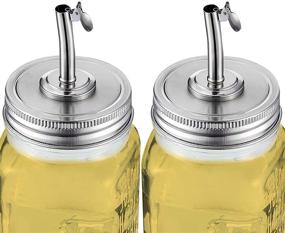 img 4 attached to 🔁 Efficient Oil Pour Spout Lid Set for Mason Jars - 2-Piece Regular Mouth Dispenser Kit with Caps