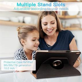 img 2 attached to 📱 ZoneFoker iPad 10.2 Case: 360 Protection Stand Cover with Pencil Holder - Black/Brown