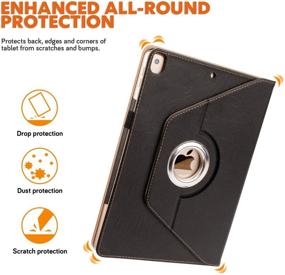 img 1 attached to 📱 ZoneFoker iPad 10.2 Case: 360 Protection Stand Cover with Pencil Holder - Black/Brown