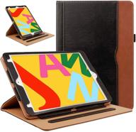 📱 zonefoker ipad 10.2 case: 360 protection stand cover with pencil holder - black/brown logo