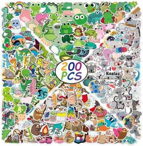 img 4 attached to 200PCS Animal Stickers for Water Bottles, Laptop, Skateboard & More - Frog, Sloth, Koala, Dinosaur Decals!