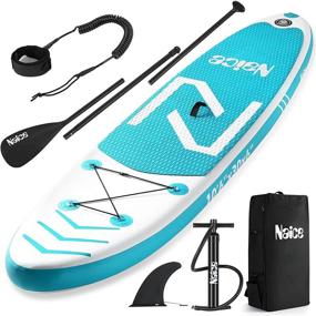 img 4 attached to Naice Inflatable SUP Board: 10’6 × 30” × 6” with Paddle, Fin, Pump, Leash & Backpack - Beginner to Pro, Touring, Fishing, Yoga