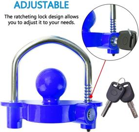 img 1 attached to 🔒 Tevlaphee Universal Trailer Ball Tow Hitch Lock - Adjustable, Heavy-Duty Steel - Ideal for Caravan Trailer Security with 2 Keys (Blue)