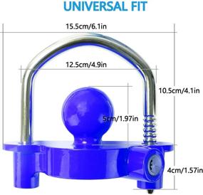 img 2 attached to 🔒 Tevlaphee Universal Trailer Ball Tow Hitch Lock - Adjustable, Heavy-Duty Steel - Ideal for Caravan Trailer Security with 2 Keys (Blue)