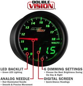 img 2 attached to 🚚 MaxTow Двойной вольтметр Volt Voltmeter Gauge - Диапазон напряжения 8-18V - Черное лицо - Зеленый светодиодный циферблат - Аналоговый и цифровой дисплей - для грузовиков - 2-1/16" 52мм