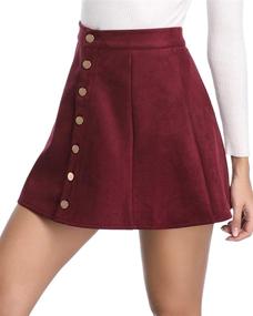 img 2 attached to Fuinloth Women's Faux Suede A-Line Mini Skirt with Button Closure - Trendy High Waist Short Skirt for 2021