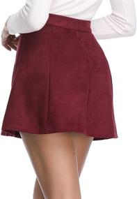 img 1 attached to Fuinloth Women's Faux Suede A-Line Mini Skirt with Button Closure - Trendy High Waist Short Skirt for 2021