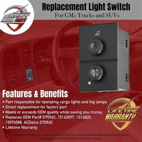 img 1 attached to 🚗 Cargo Fog Lamp Switch - Compatible with Chevy Silverado 1500, 2500 HD, 3500 Classic, Suburban 2500, Tahoe, GMC Sierra 1500, Yukon, Yukon XL 1500 & XL 2500 - Replaces OE Part# D7096C, 15143597, 1S14820, 15076588