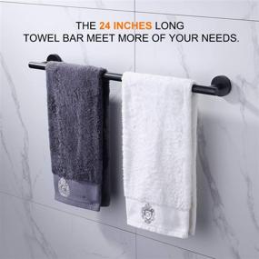 img 3 attached to 🔧 Modern Matte Black Bathroom Hardware Set with 24" Towel Bar - 4-Piece Wall-Mounted SUS304 Stainless Steel Towel Rack Sets