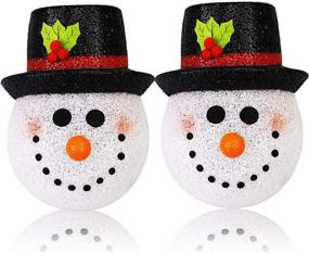 img 4 attached to 🎅 Set of 2 Seniny Christmas Porch Light Covers - Outdoor Snowman Decorations, Holiday Plastic Snowman Lamp Post Covers with Hat - Cute Christmas Light Accessories