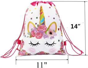 img 1 attached to 🦄 Magical Unicorn Surprise Set: Drawstring Backpack, Sleep Mask, Necklace, Bracelet & Hair Ties for Girls