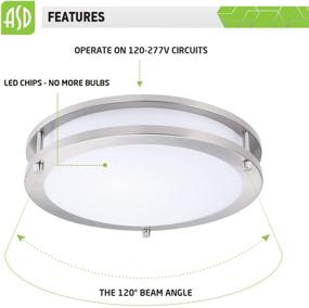 img 1 attached to 🔆 ASD 16 Inch LED Flush Mount Ceiling Light, 24W (190W Equivalent), 120-277V, 1700 Lm, Brushed Nickel Close to Ceiling Light Fixture for Kitchen Hallway Laundry, 5000K, Energy Star Certified, ETL Listed