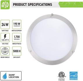 img 3 attached to 🔆 ASD 16 Inch LED Flush Mount Ceiling Light, 24W (190W Equivalent), 120-277V, 1700 Lm, Brushed Nickel Close to Ceiling Light Fixture for Kitchen Hallway Laundry, 5000K, Energy Star Certified, ETL Listed