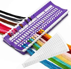 img 4 attached to 🧵 Thread Organizer for Cross Stitch and Embroidery, Luxiv Embroidery Floss Holder with 50 Positions Shelf, includes 15 Replaceable Paper Cards and Sewing Needle - Embroidery Floss Organizer for ultimate organization