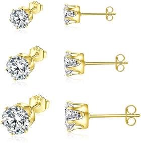 img 4 attached to 💎 Sophisticated Sterling Silver Stud Earrings Set for Women & Girls - Sparkling 3 Pairs of Tiny Round CZ Studs in 3mm & 4mm Sizes - Perfect for Cartilage & Tragus Piercings