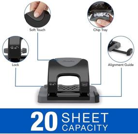 img 3 attached to 🖇️ SmartTouch Swingline 2 Hole Puncher - 20 Sheet Capacity, Low Force, Black/Gray (74135)